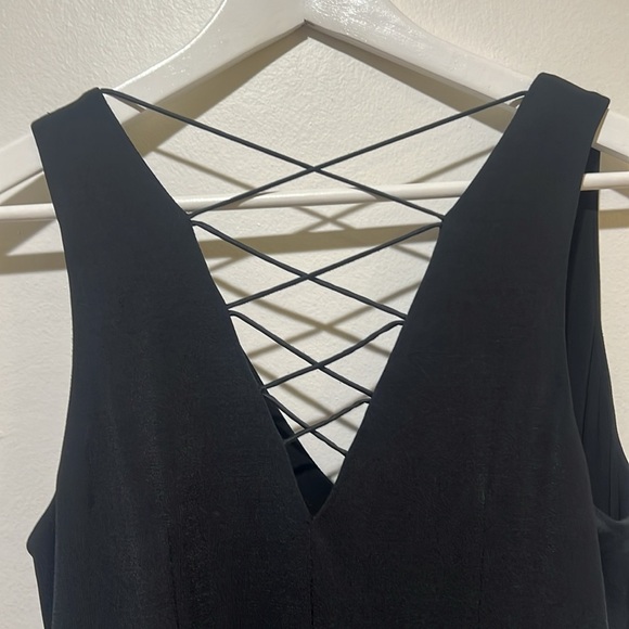 LAUREN RALPH LAUREN Black Dress Size 10 Criss Cross Back Side Zipper - Picture 5 of 7